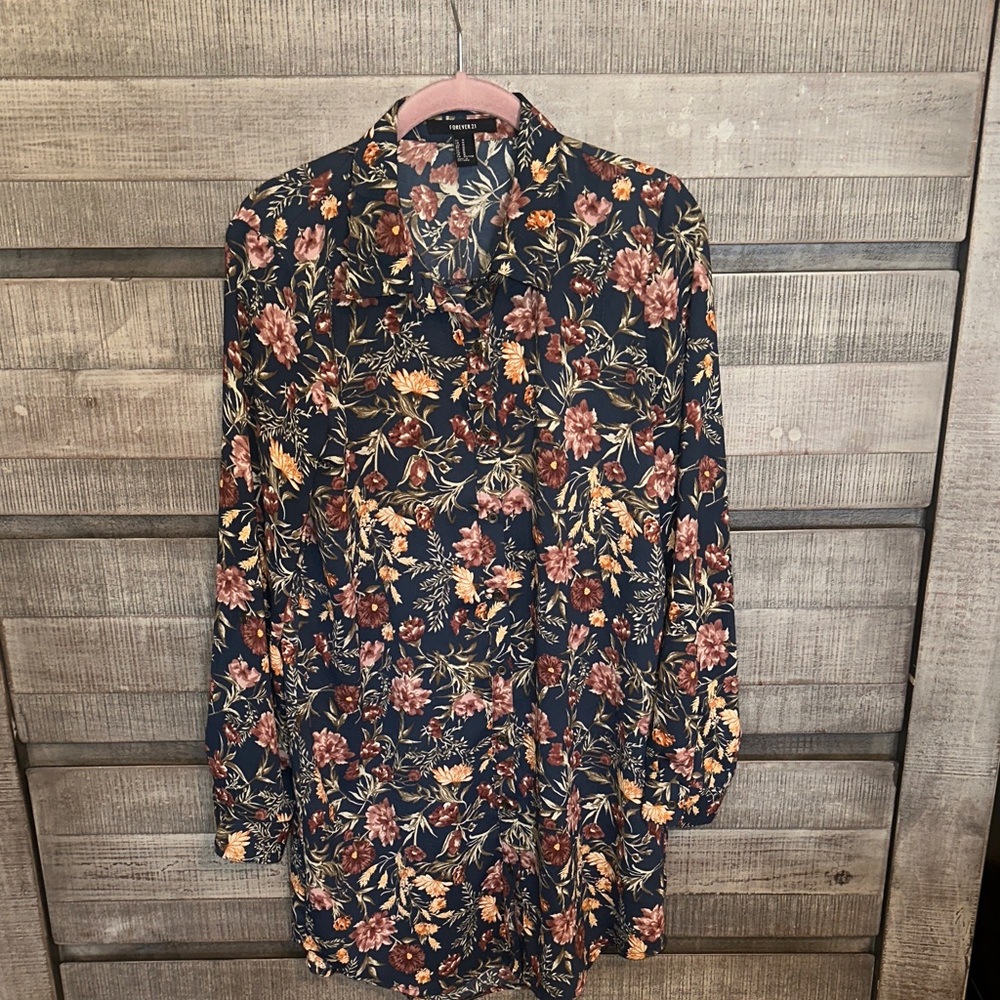 Forever 21 Floral Shirt dress Medium
